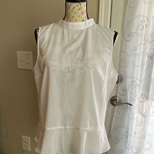 Sioni Women's Sleeveless Peplum Blouse, White,‎ Size Large